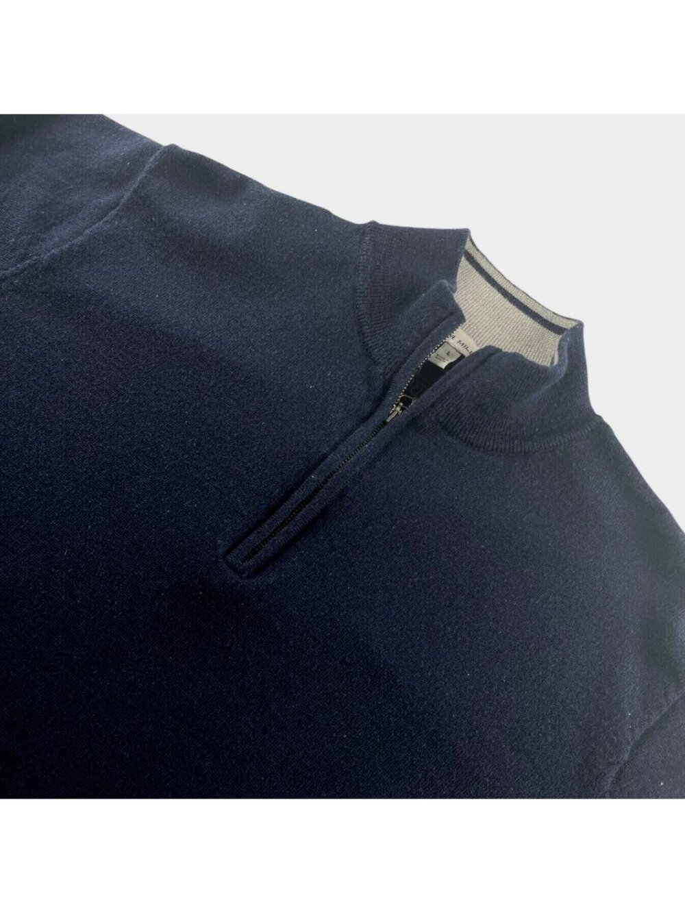 Peter Millar Men's Cotton Blend 1/4 Zip Pullover Sweater Navy Blue • Large